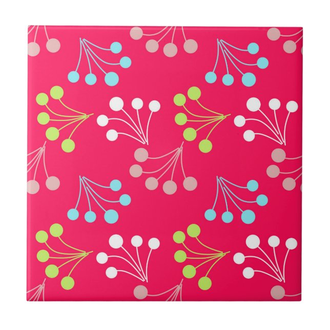 Solid colour berries simple pattern retro sixties  ceramic tile (Front)
