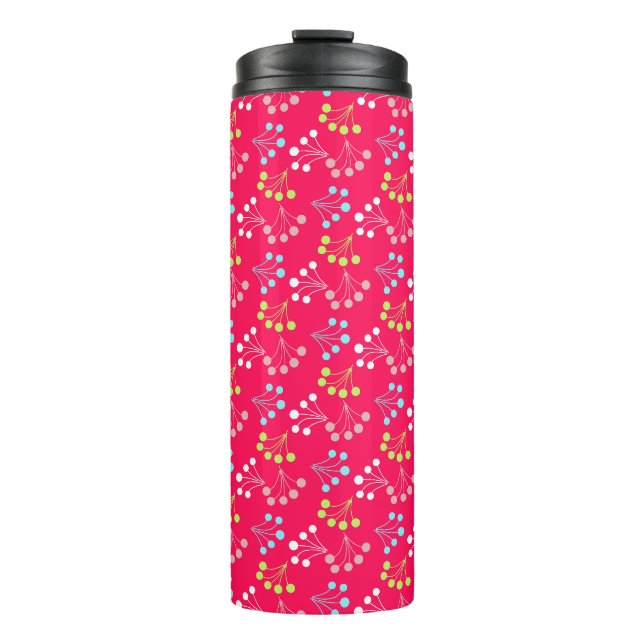 Solid colour berries simple pattern retro sixties  thermal tumbler (Front)