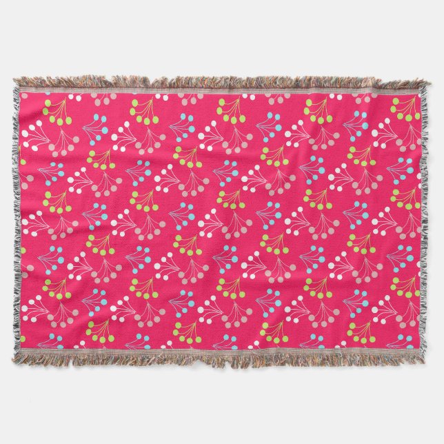 Solid colour berries simple pattern retro sixties  throw blanket (Front)