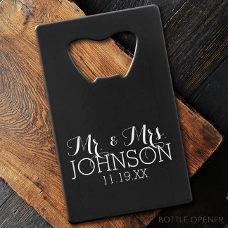 Solid Colour Black Mr & Mrs Wedding Favours