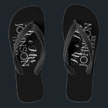 Solid Colour Black Mr & Mrs Wedding Memento Thongs<br><div class="desc">A bold colour with chic fonts make a statement piece for a reception favour or anniversary party. Items are easier to customise when you replace all text and photos first. If your art still needs to be adjusted, click on the Customise This button. This will take you to a design...</div>