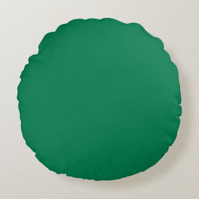 Solid colour broccoli medium green round cushion (Front)