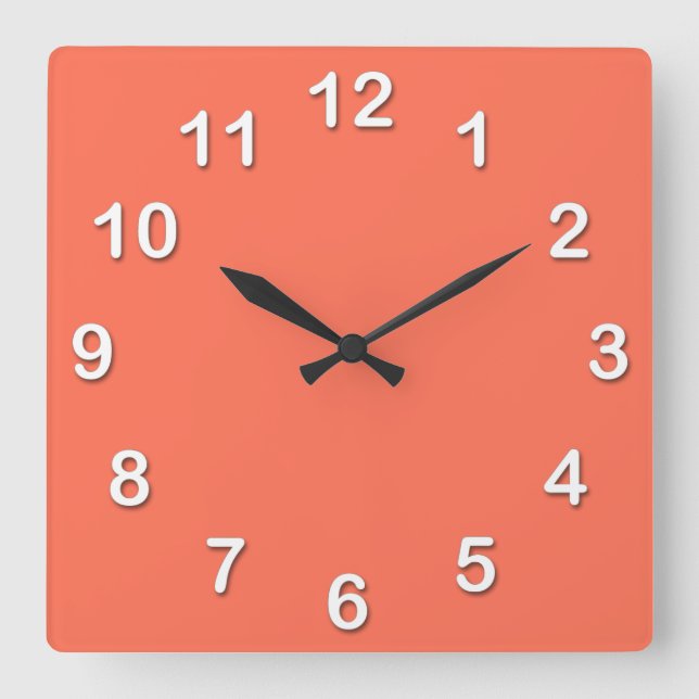 Solid Colour: Coral Square Wall Clock (Front)