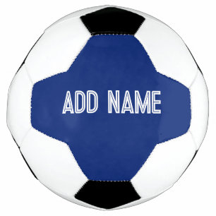 solid colour dark blue  - add name  soccer ball