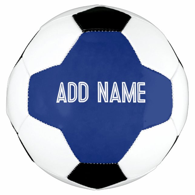 solid colour dark blue  - add name  soccer ball (Front)