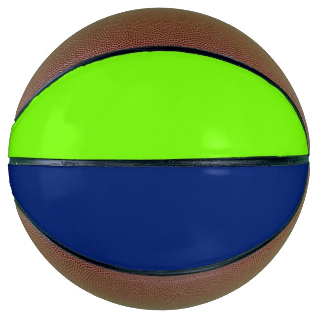 solid colour dark blue and  neon green basketball (Front)