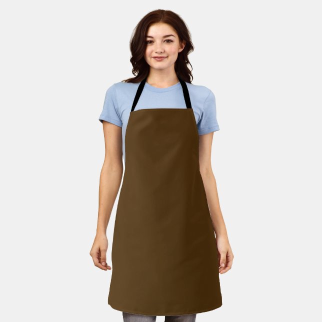 Solid colour dark chocolate brown apron (Worn)