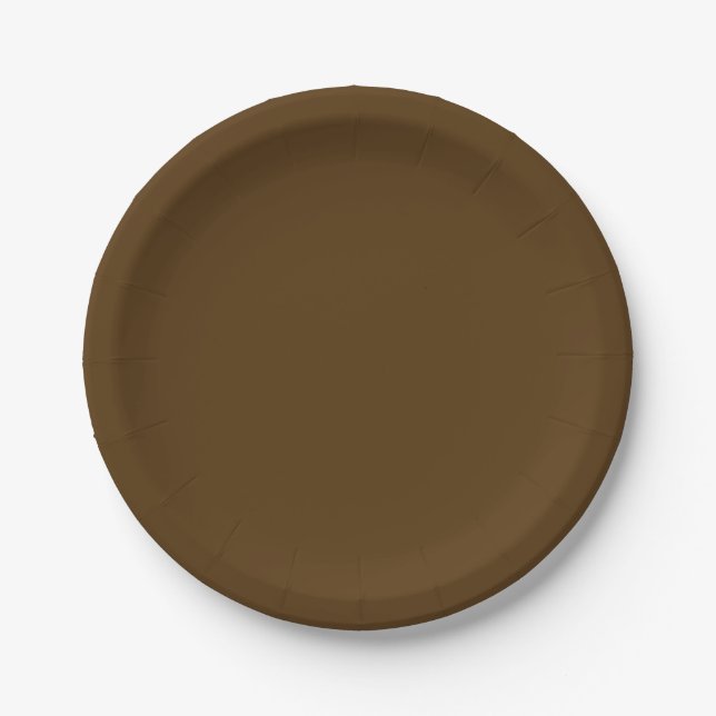 Solid colour dark chocolate brown paper plate (Front)