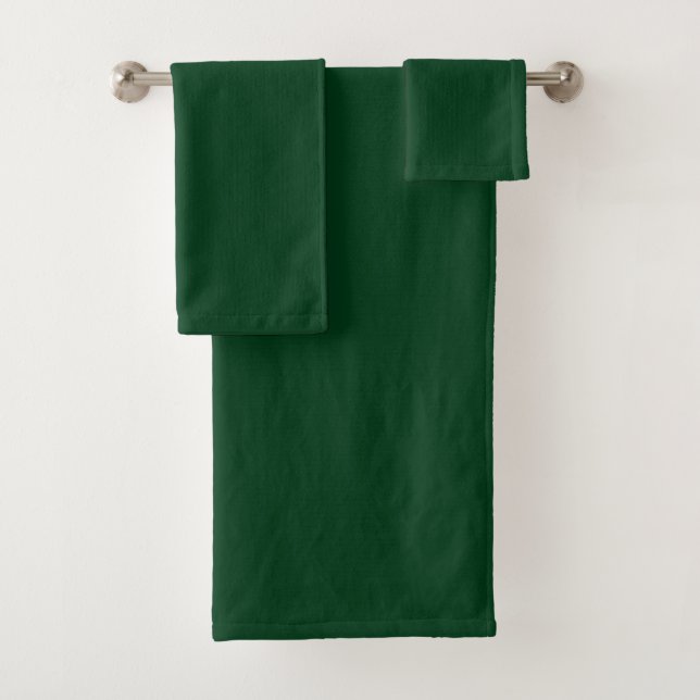 Solid colour dark green bath towel set (Insitu)