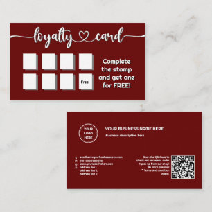 Solid Colour Dark Red Add Your Logo QR Code Loyalty Card