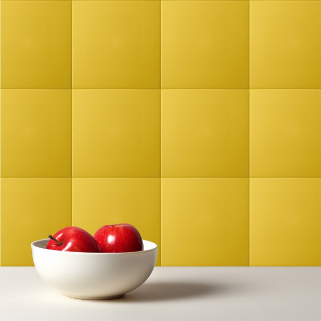 Solid colour deep lemon mustard yellow ceramic tile (Creator Uploaded)