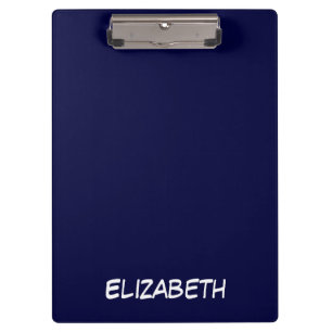 Solid Colour DIY BG, Name Monogram - Navy Blue Clipboard