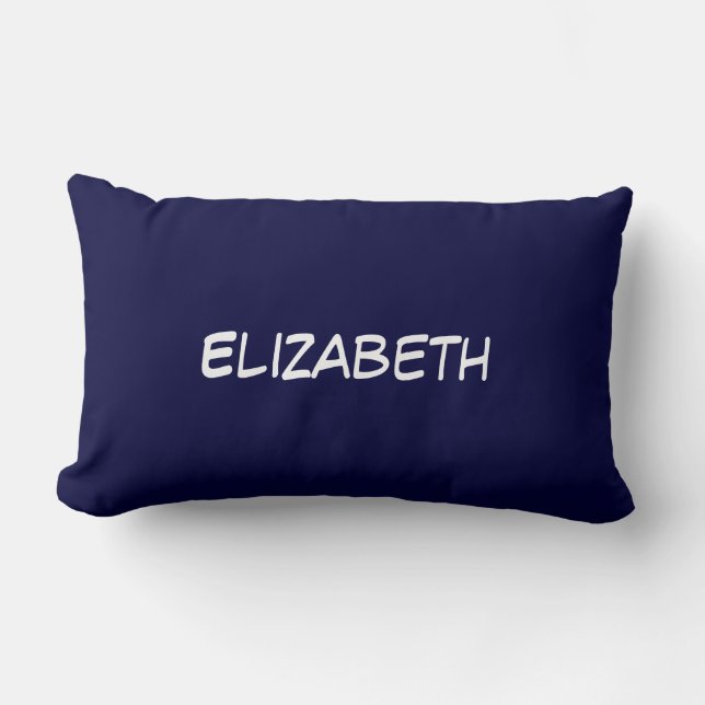 Solid Colour DIY BG, Name Monogram - Navy Blue Lumbar Cushion (Front)