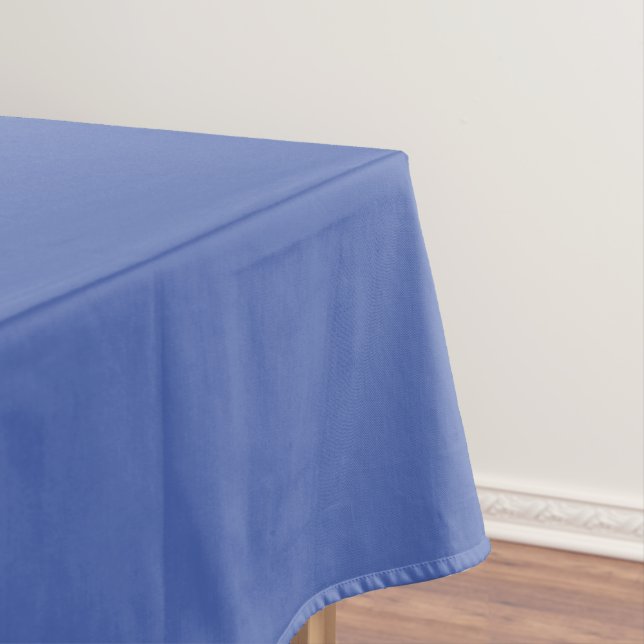 Solid colour dusty blue cornflower tablecloth (In Situ)