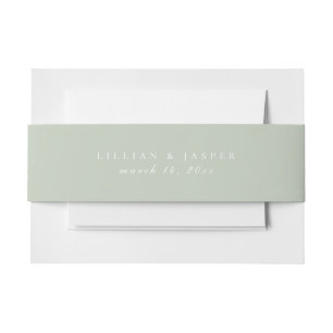 Solid Colour Dusty Sage Green Wedding Invitation Belly Band