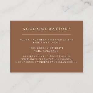 Solid Colour Earthy Rust Wedding Accommodations Enclosure Card