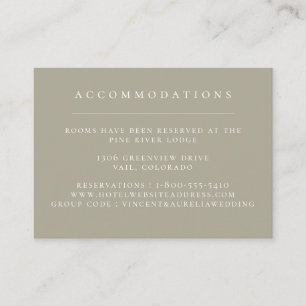 Solid Colour Earthy Sage Wedding Accommodations Enclosure Card