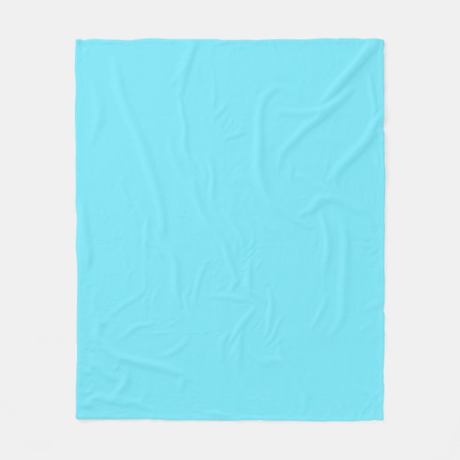 Solid colour electric light aqua blue fleece blanket (Front)