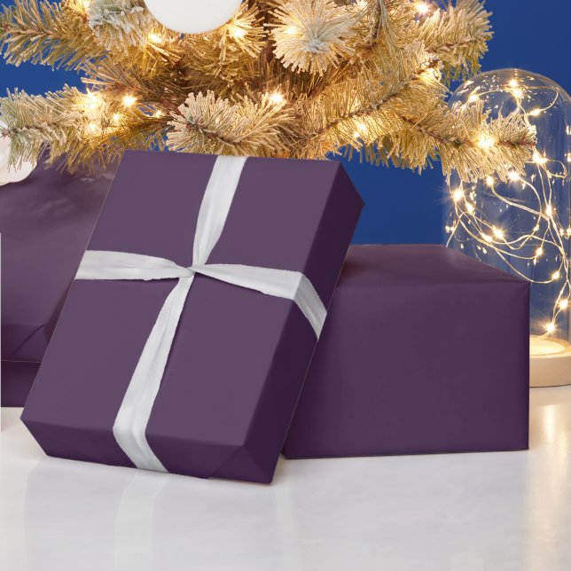Solid Colour Elegance in Dark Purple Background Wrapping Paper (Holidays)