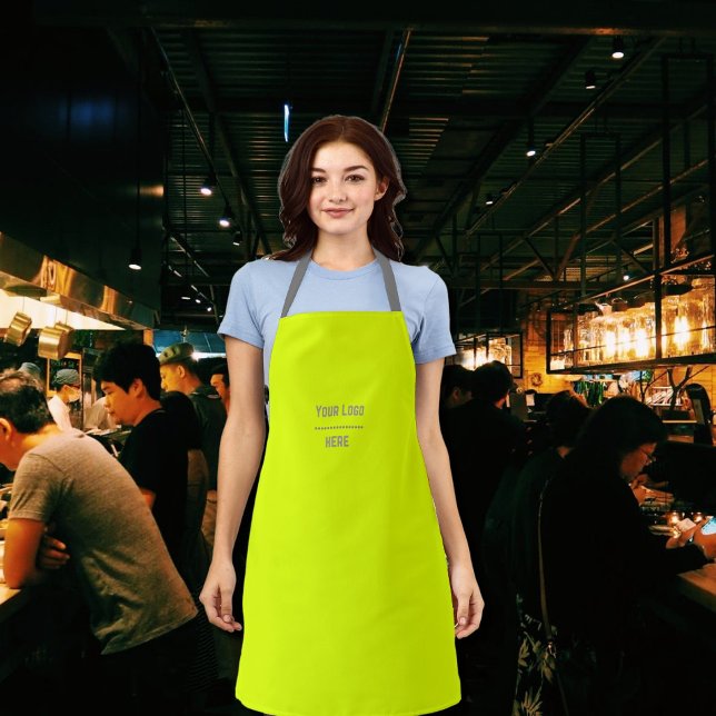 solid colour fluorescent  yellow - your  logo  apron (Creator Uploaded)