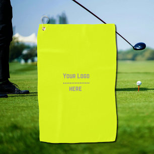 solid colour fluorescent  yellow - your  logo  golf towel