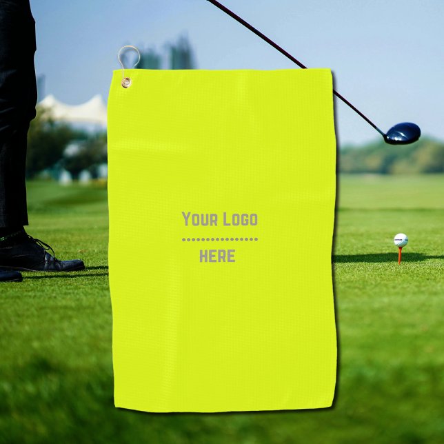 solid colour fluorescent  yellow - your  logo  golf towel (Creator Uploaded)