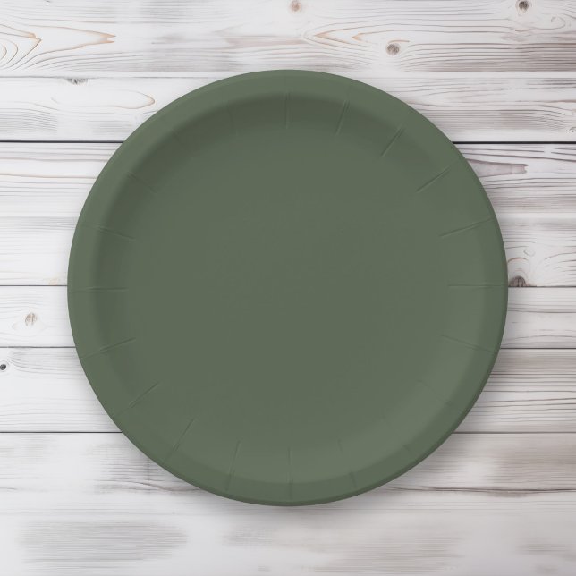 Solid colour Forest Moss dark green Paper Plate (Creator Uploaded)