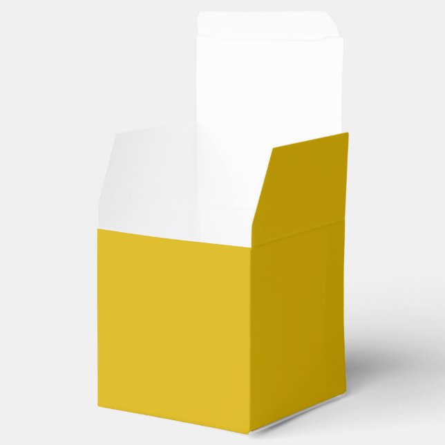 Solid colour goldenrod plain mustard yellow favour box (Opened)