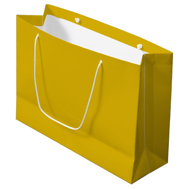 Solid colour goldenrod plain mustard yellow large gift bag (Front Angled)
