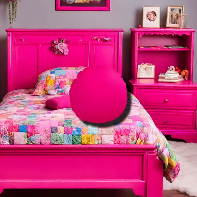 solid colour hot pink round cushion (Creator Uploaded)