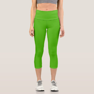 Solid colour kelly green capri leggings