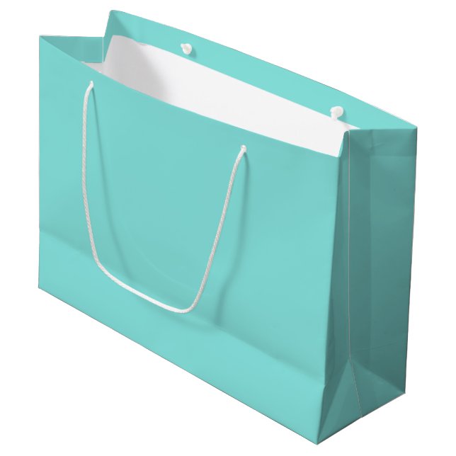 Solid colour misty teal turquoise large gift bag (Front Angled)
