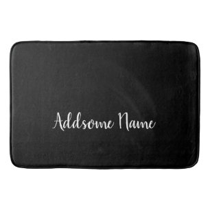 Solid Colour Modern Basic Black Monogrammed Bath Mat
