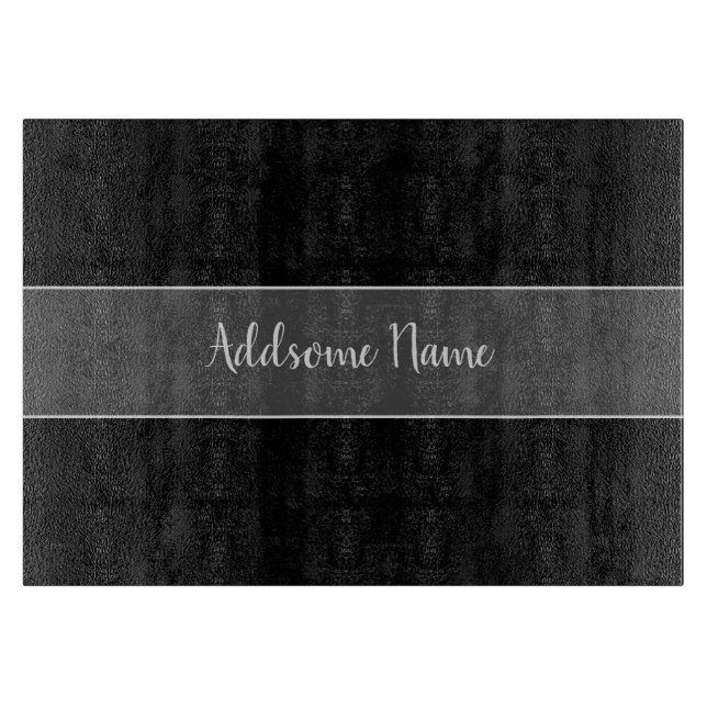 Solid Colour Modern Basic Black Monogrammed Cutting Board (Front)