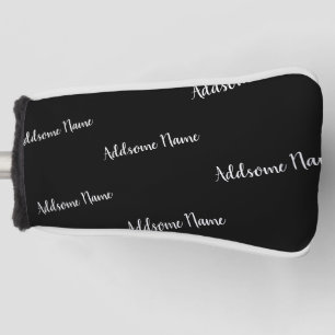 Solid Colour Modern Basic Black Monogrammed Golf Head Cover