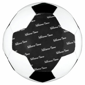 Solid Colour Modern Basic Black Monogrammed Soccer Ball