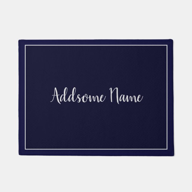 Solid Colour Modern Navy  Blue Stylish Doormat (Front)