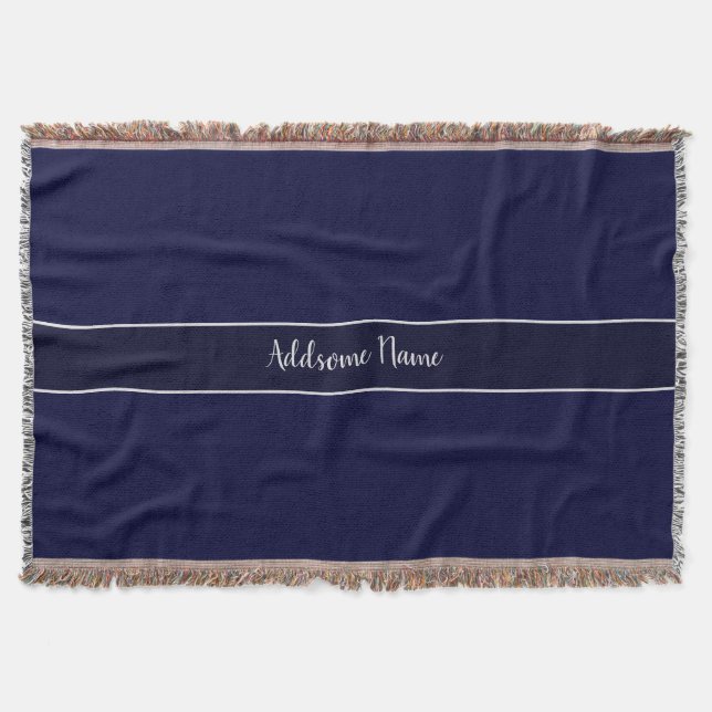 Solid Colour Modern Navy  Blue Stylish Throw Blanket (Front)