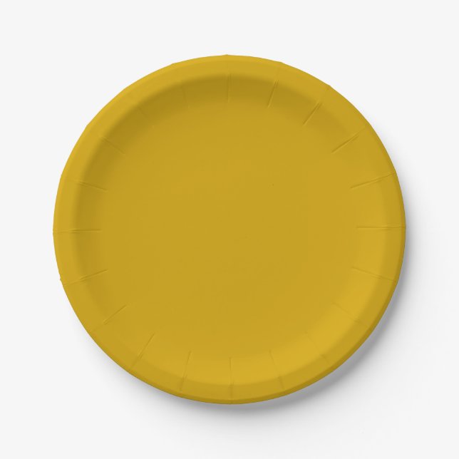 Solid colour mustard yellow paper plate (Front)