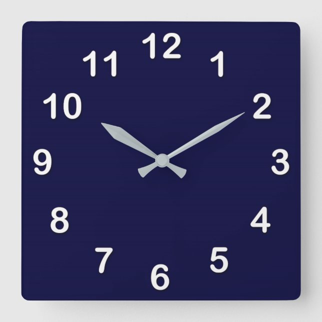 Solid Colour: Navy Blue Square Wall Clock (Front)