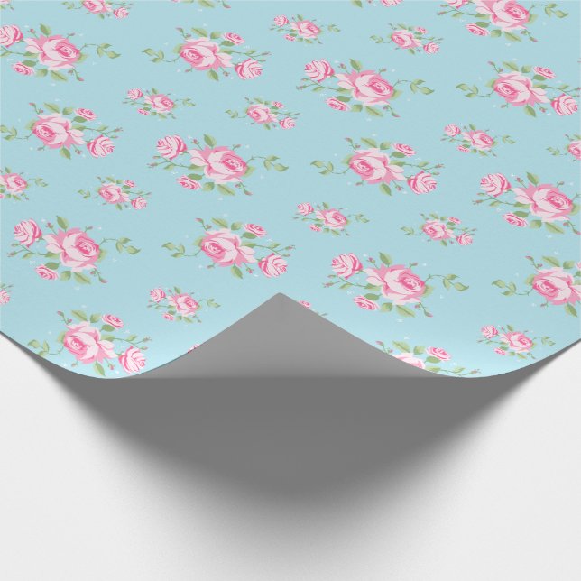 Solid Colour of Rose Floral Pattern Only Wrapping  Paper (Corner)