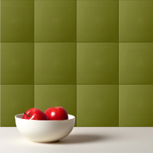 Solid colour olive green ceramic tile
