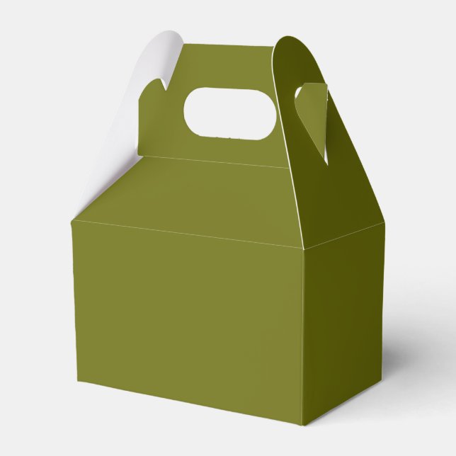 Solid colour olive green favour box (Front Side)