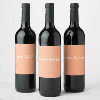 Solid colour plain apricot pastel orange wine label