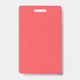 Solid colour plain bright coral ID badge