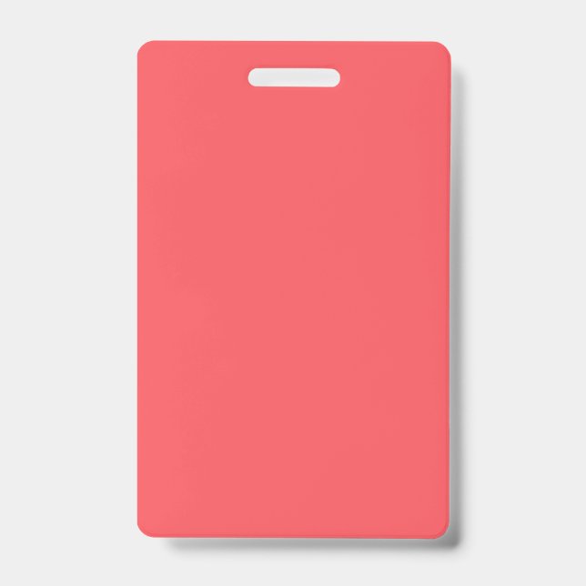 Solid colour plain bright coral ID badge (Front)
