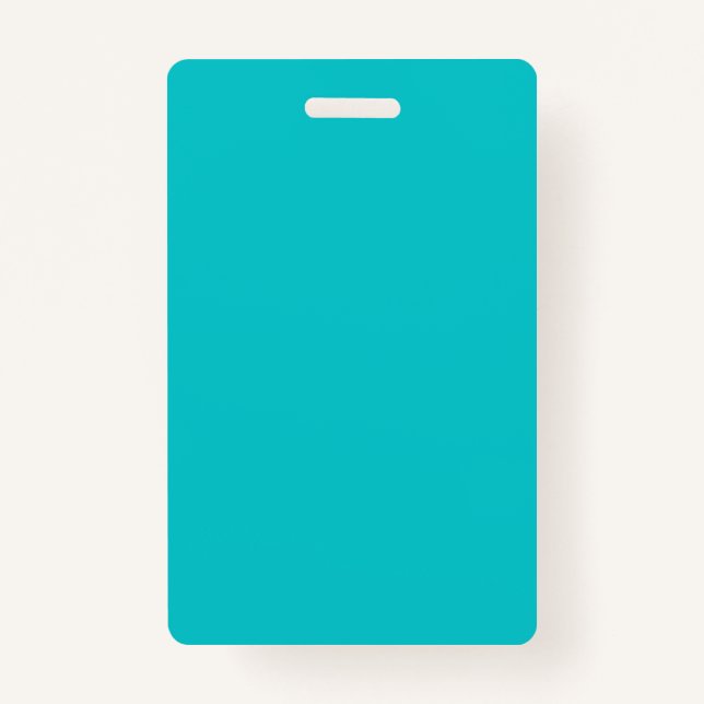 Solid colour plain bright turquoise ID badge (Front)