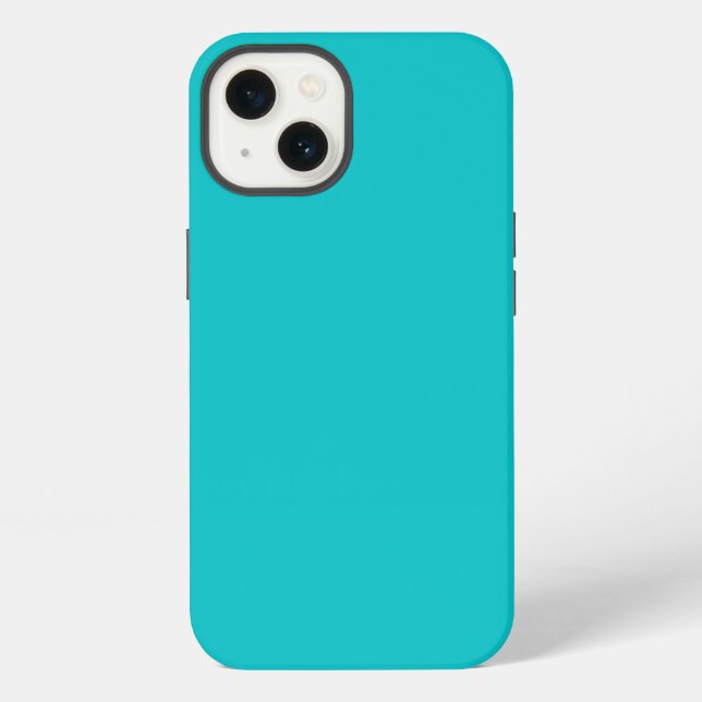 Solid colour plain bright turquoise iPhone case (Back)
