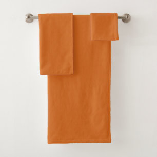 Solid colour plain burnt orange cinnamon bath towel set