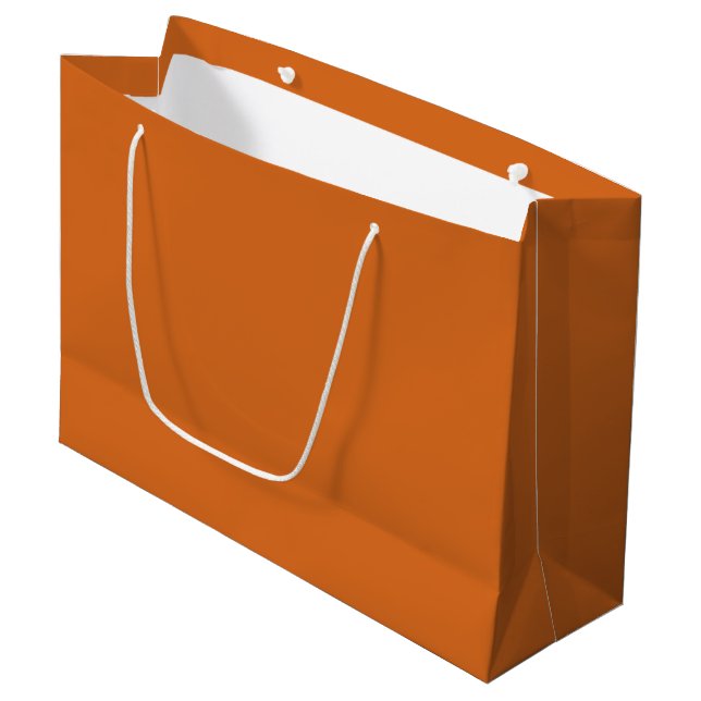 Solid colour plain burnt orange cinnamon large gift bag (Front Angled)